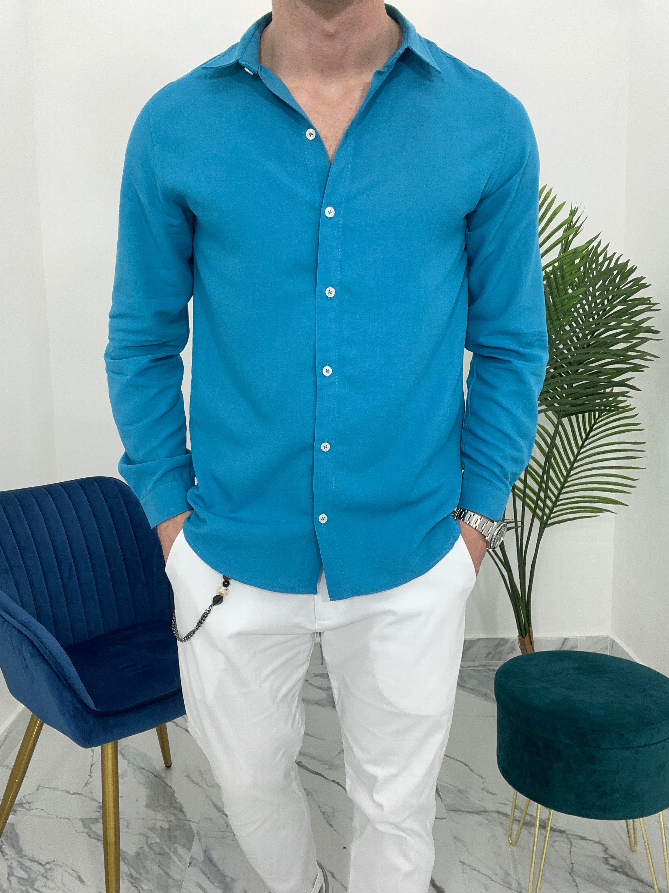 CAMICIA BASIC IN VISCOSA col.OTTANIO