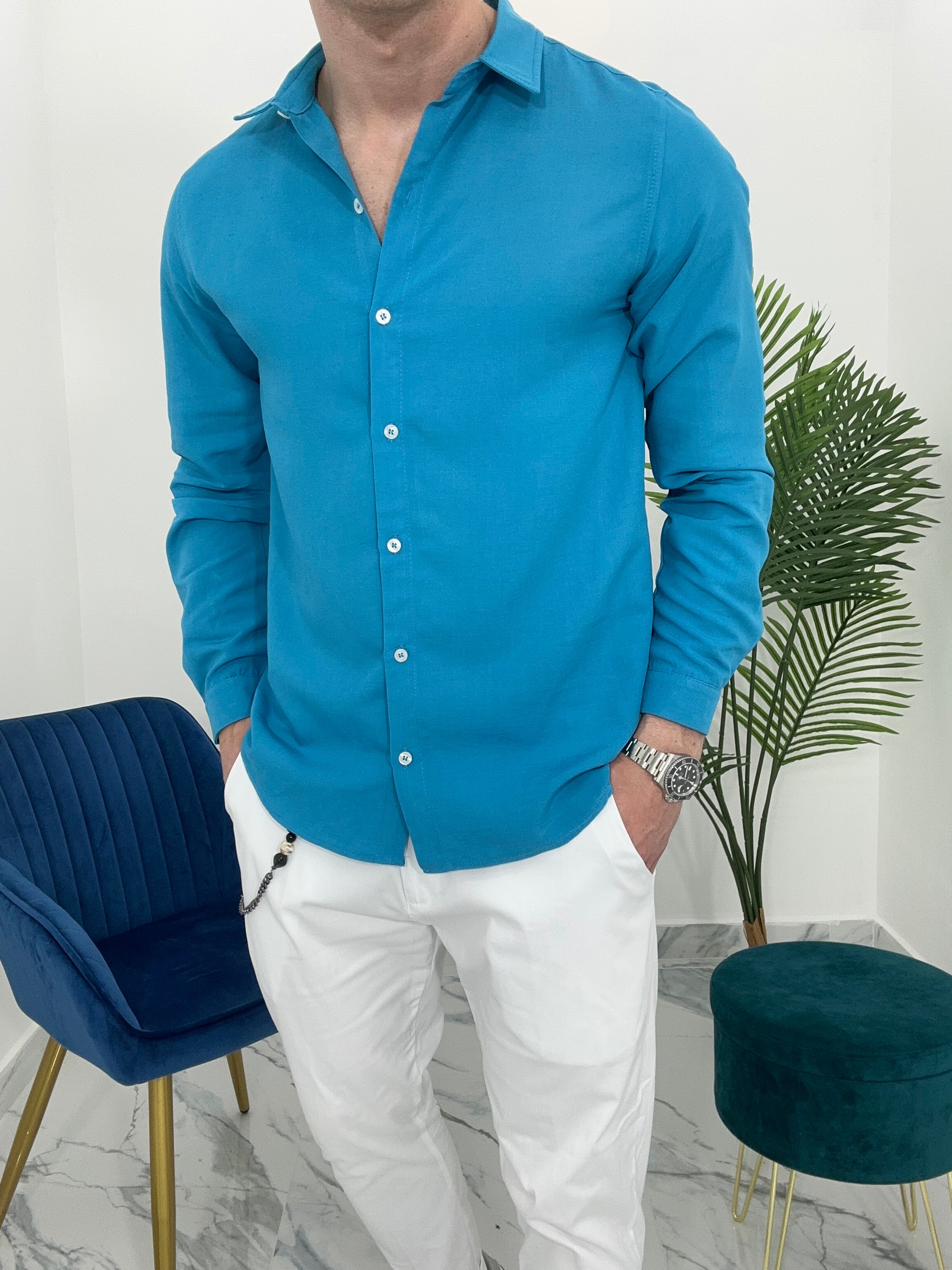 CAMICIA BASIC IN VISCOSA col.OTTANIO