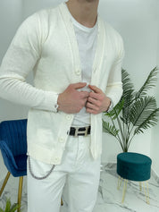 CARDIGAN GIACCA CON ROTTURE - COL. PANNA
