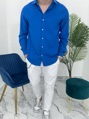 CAMICIA BASIC IN VISCOSA col.BLU ROYALE