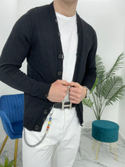 CARDIGAN GIACCA CON ROTTURE - COL. NERO