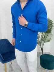 CAMICIA BASIC IN VISCOSA col.BLU ROYALE