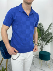 POLO IN FILO A QUADRI COL.BLU
