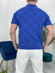 POLO IN FILO A QUADRI COL.BLU