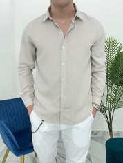 CAMICIA BASIC IN VISCOSA col.BEIGE