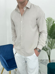 CAMICIA BASIC IN VISCOSA col.BEIGE