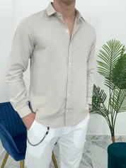 CAMICIA BASIC IN VISCOSA col.BEIGE