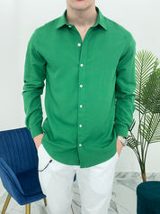 CAMICIA BASIC IN VISCOSA col.VERDE