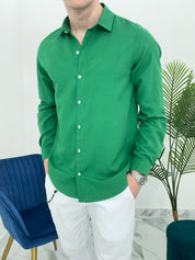 CAMICIA BASIC IN VISCOSA col.VERDE