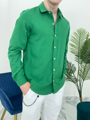 CAMICIA BASIC IN VISCOSA col.VERDE