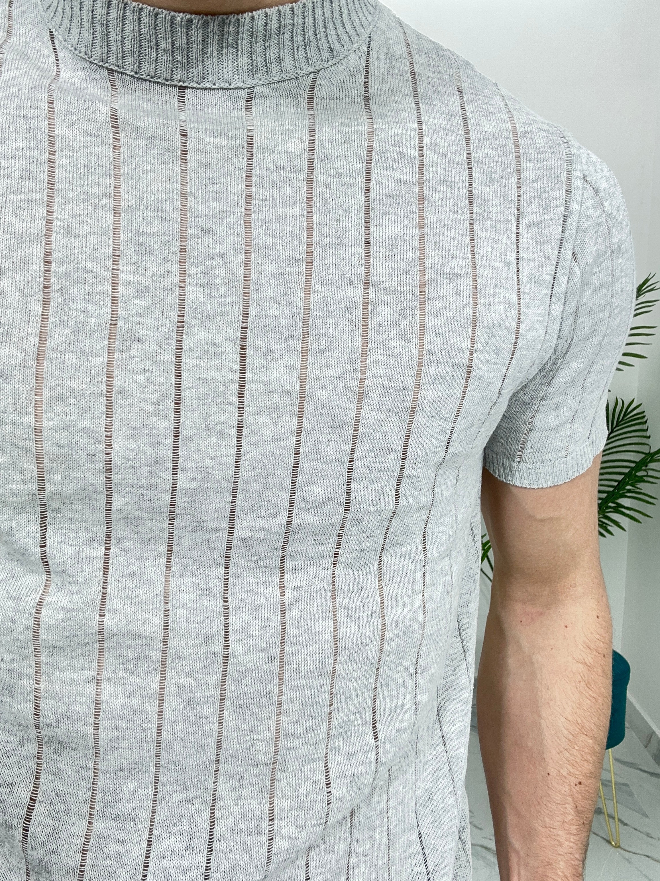 T-SHIRT MEZZOCOLLO COL.GRIGIO