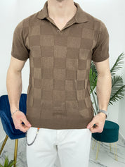 POLO IN FILO A QUADRI COL.MARRONE