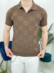 POLO IN FILO A QUADRI COL.MARRONE