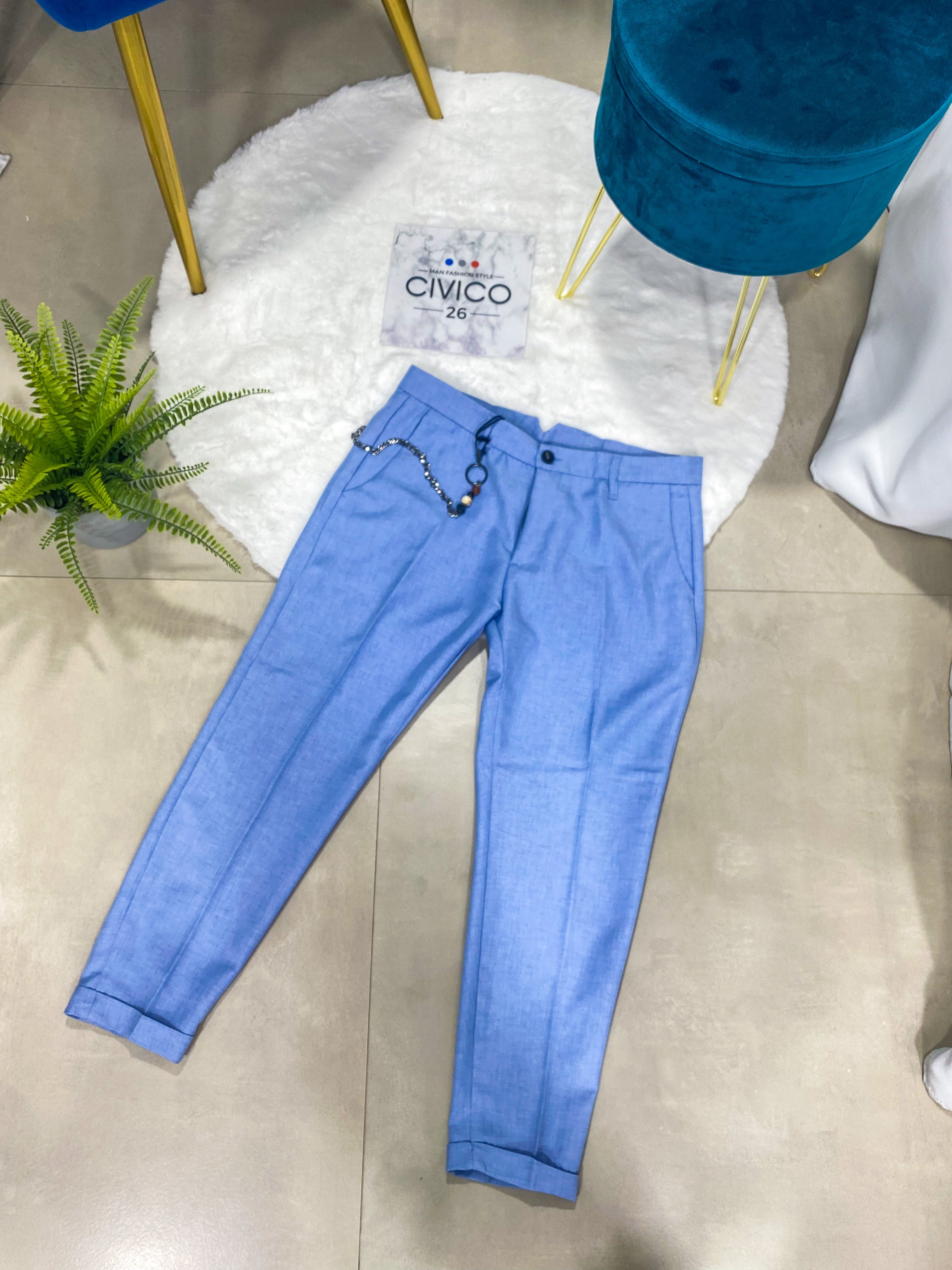 PANTALONI MONTECARLO col.CELESTE