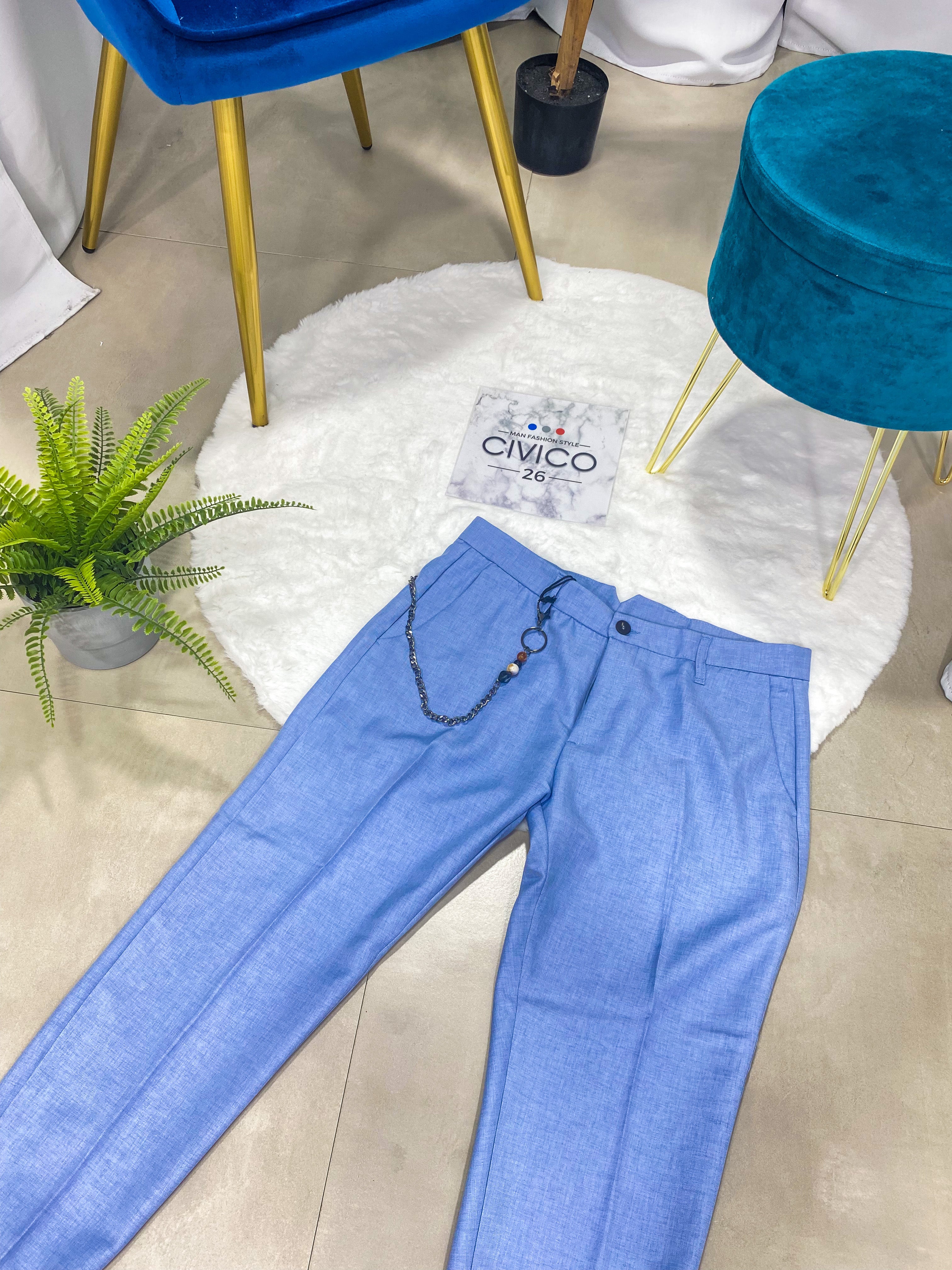 PANTALONI MONTECARLO col.CELESTE