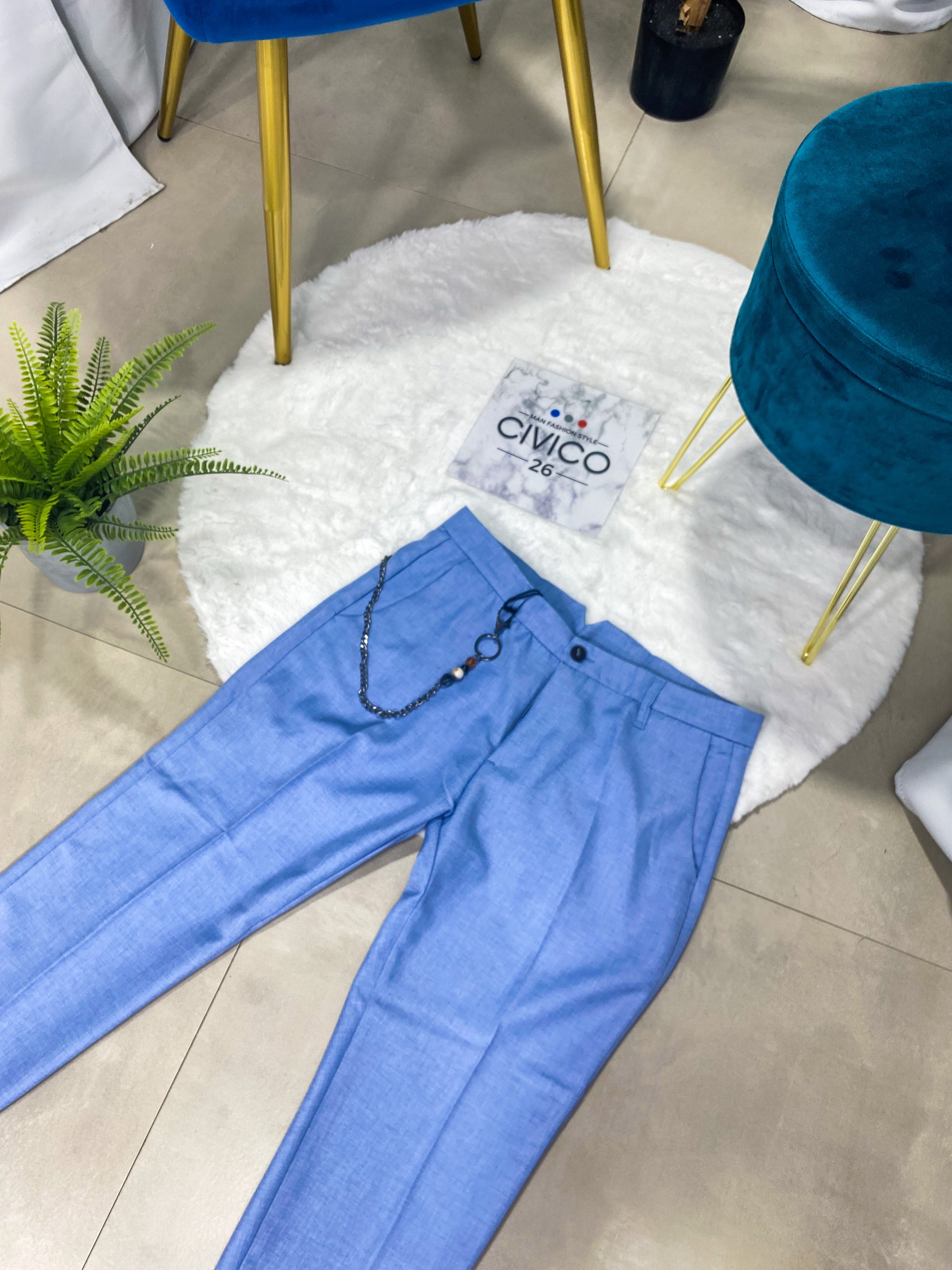 PANTALONI MONTECARLO col.CELESTE
