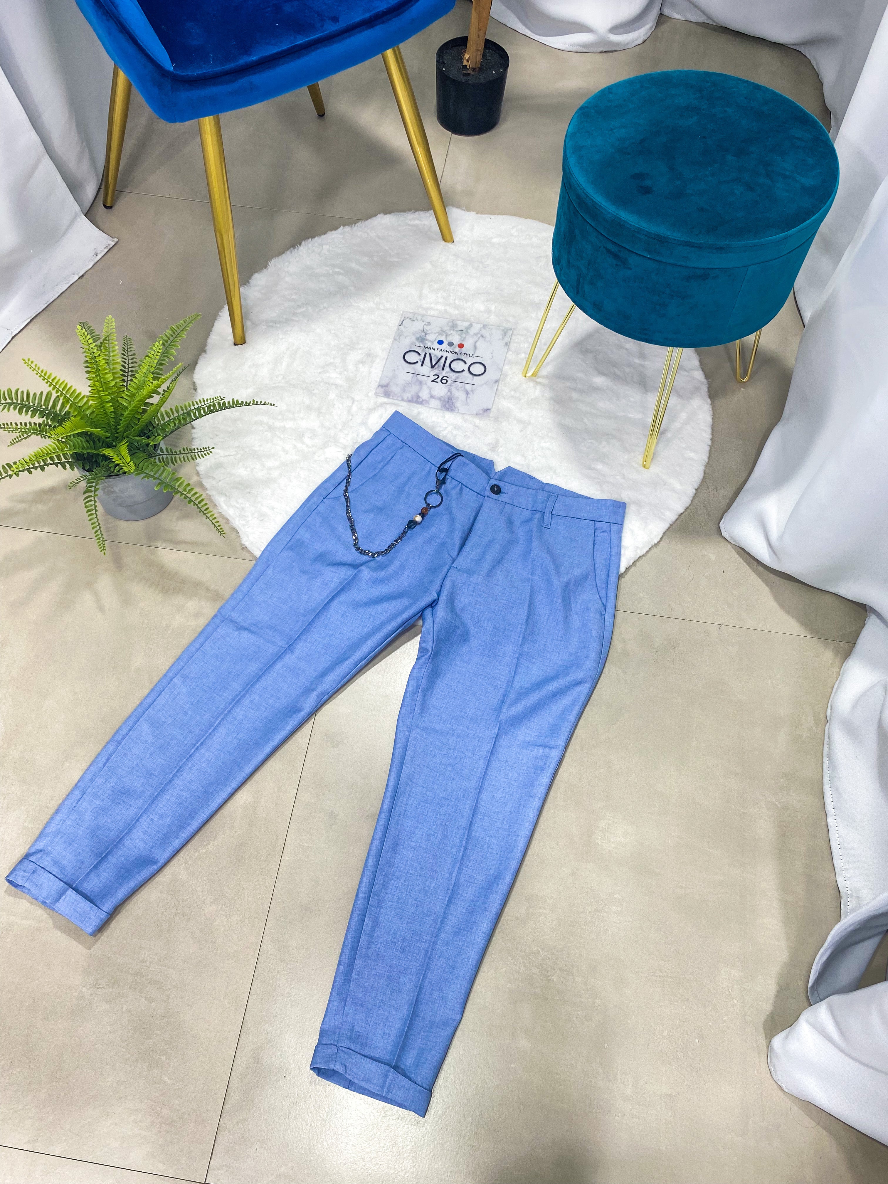 PANTALONI MONTECARLO col.CELESTE
