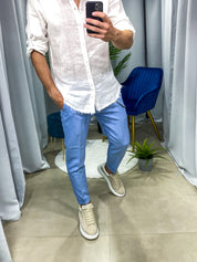 PANTALONI MONTECARLO col.CELESTE