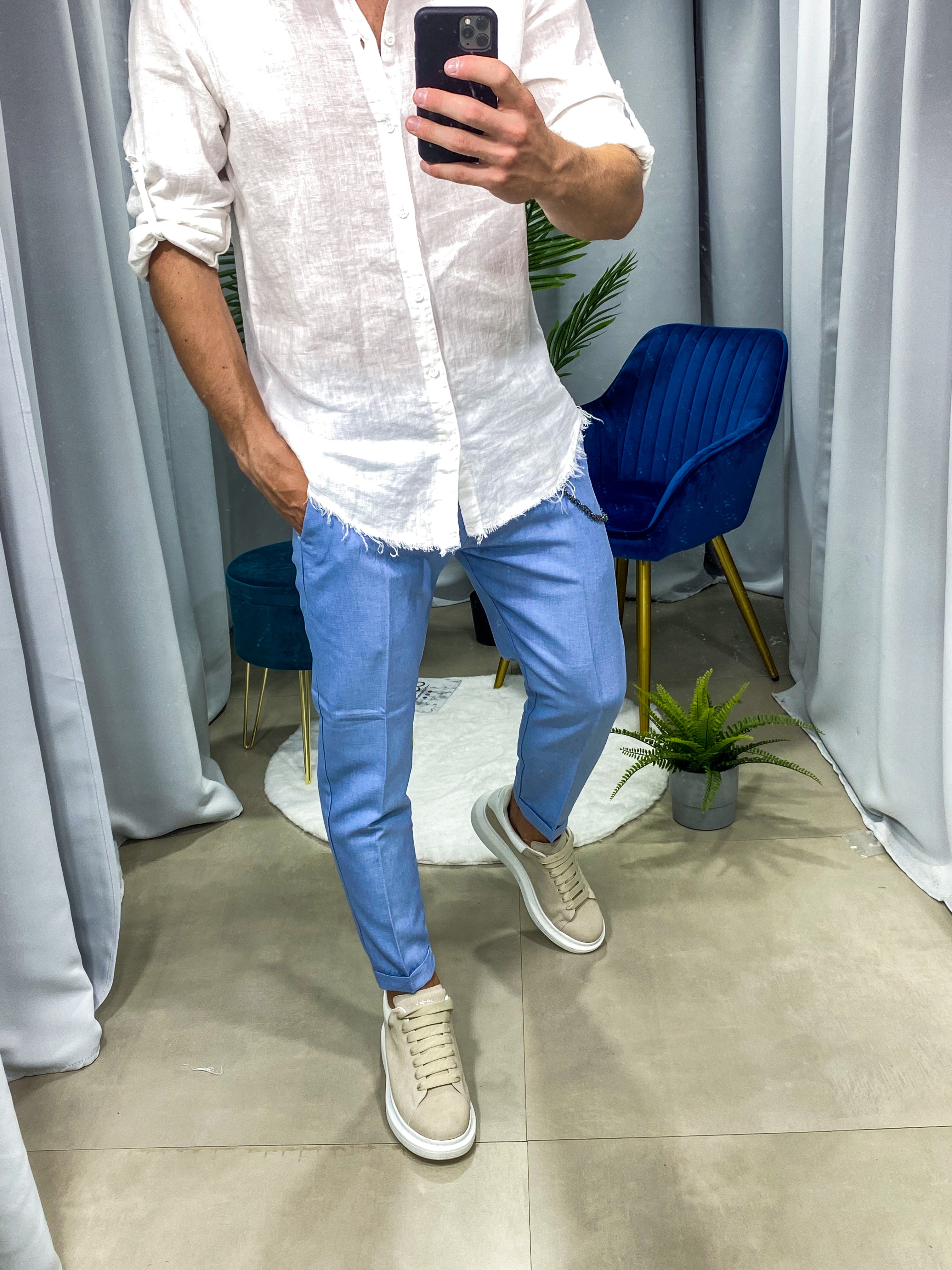 PANTALONI MONTECARLO col.CELESTE