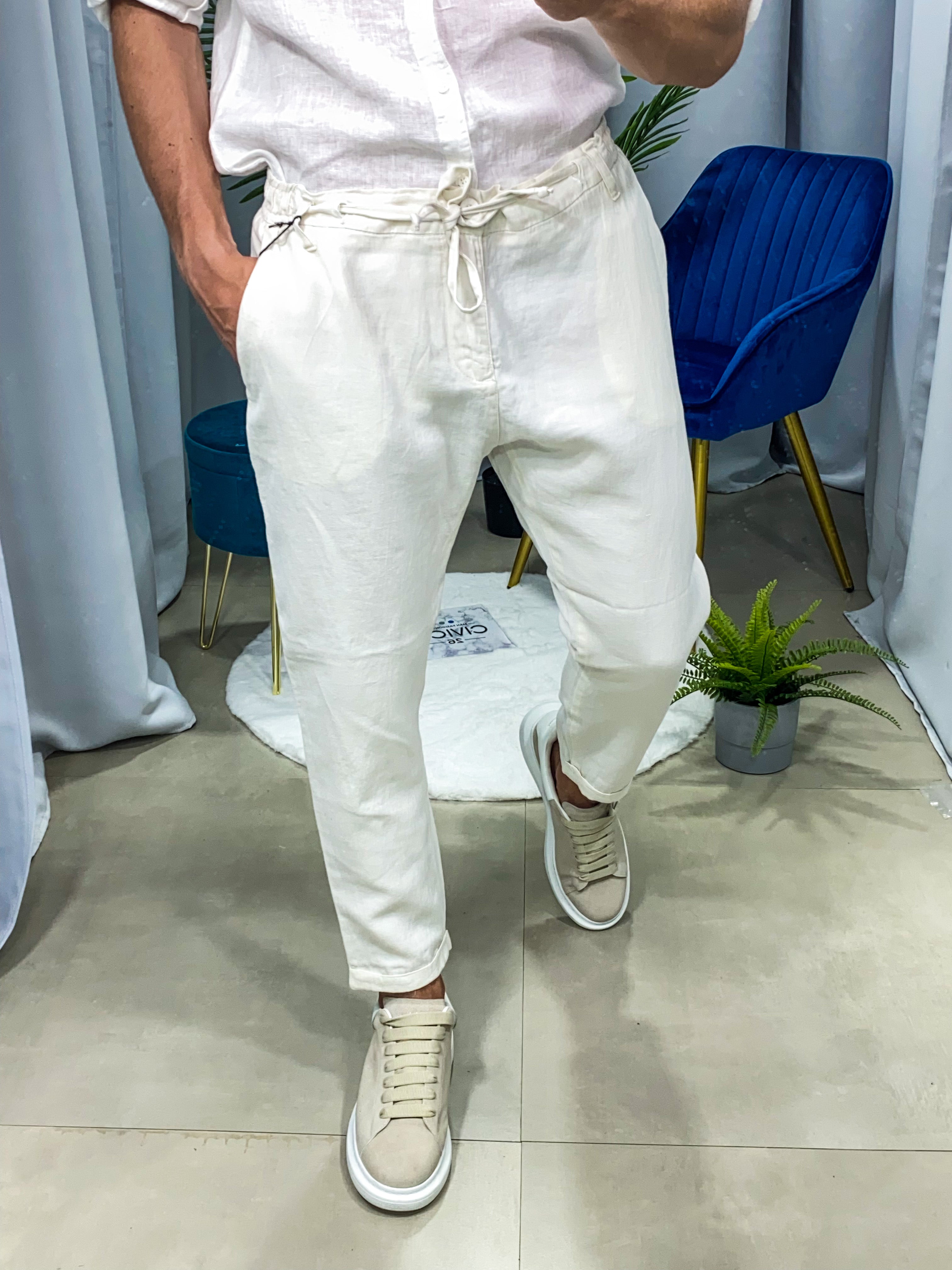 PANTALONI MONACO IN LINO