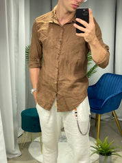 CAMICIA IN LINO col.MORO