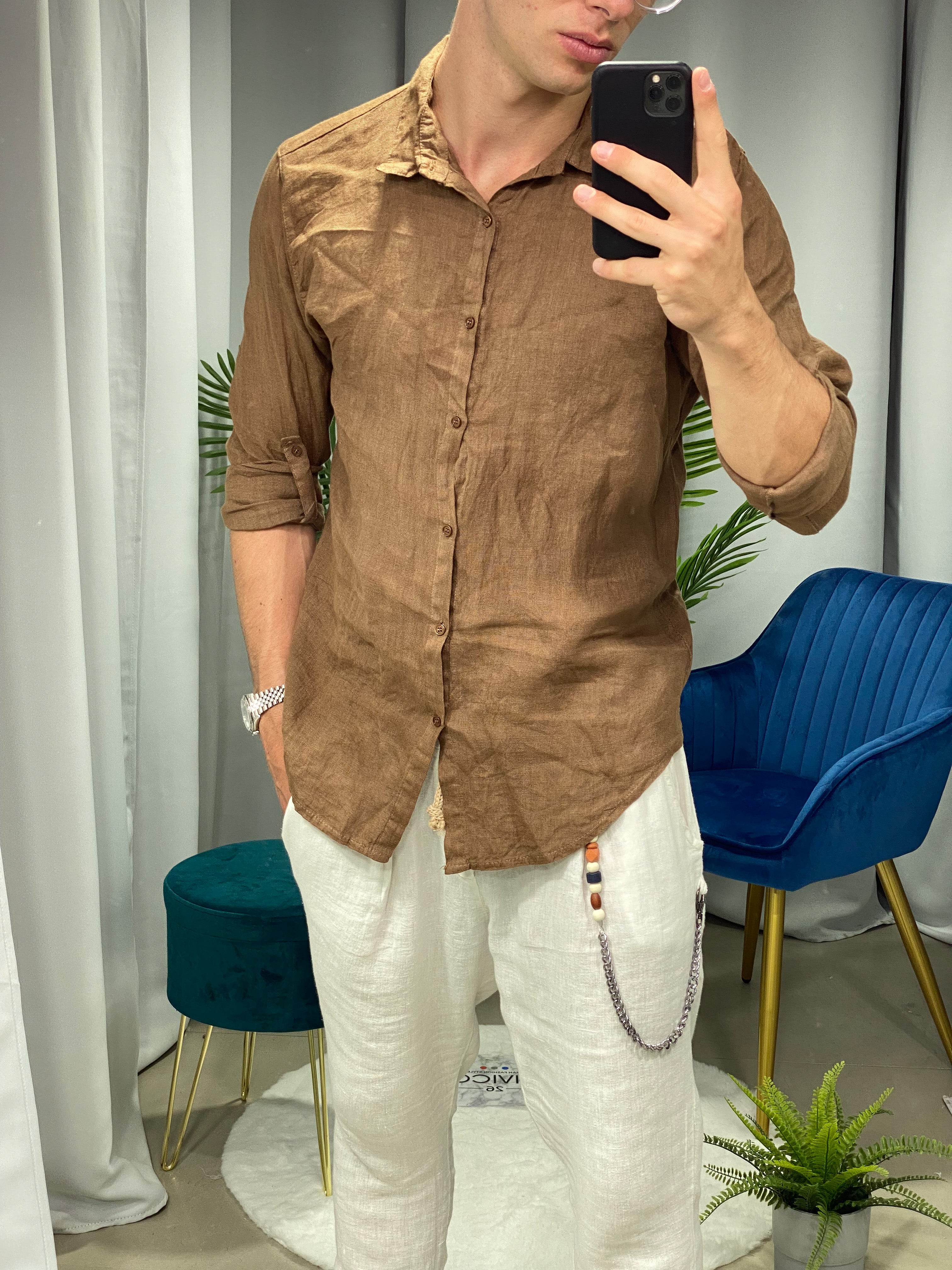 CAMICIA IN LINO col.MORO