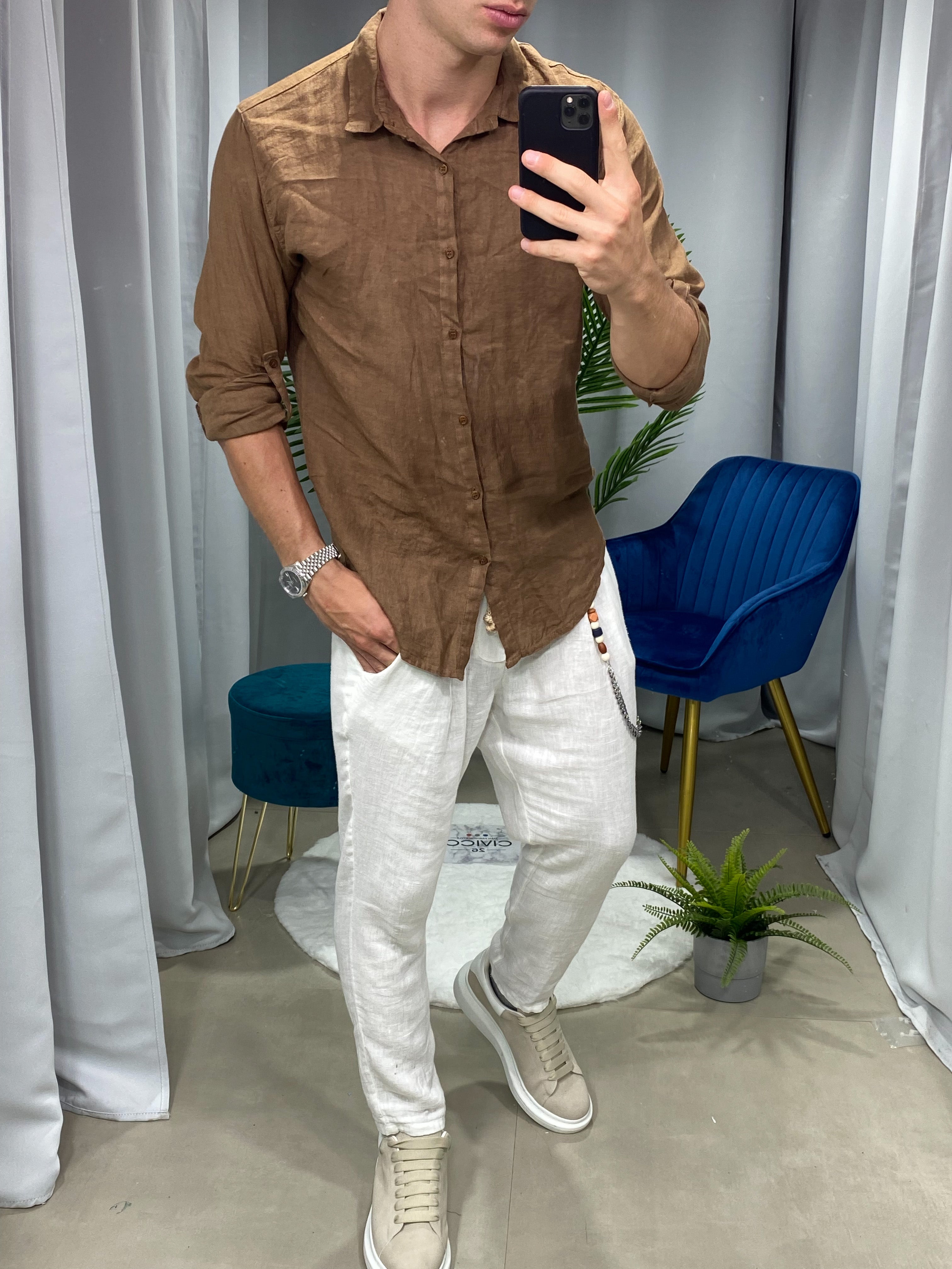 CAMICIA IN LINO col.MORO