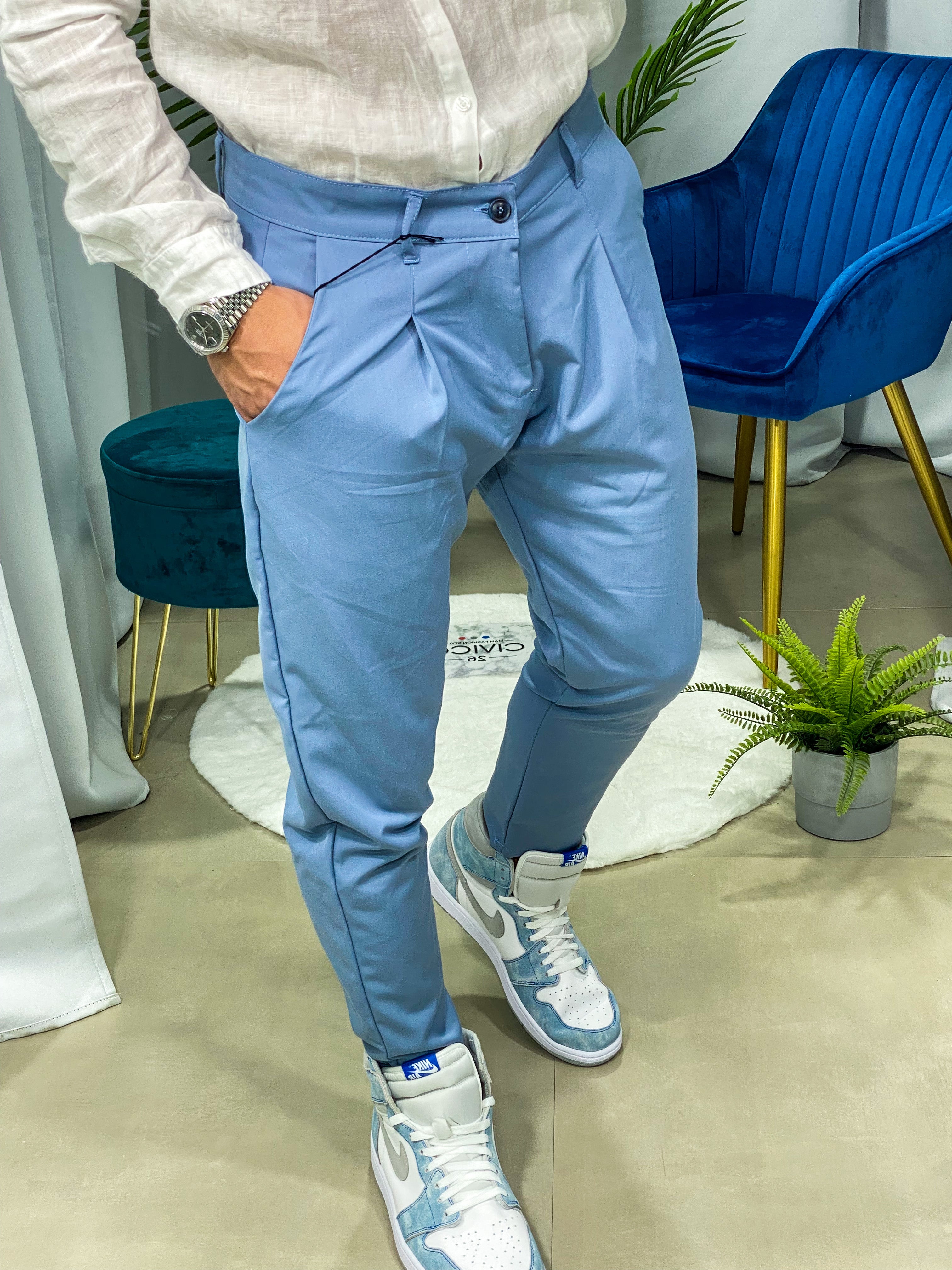 PANTALONE MILANO col.CELESTE
