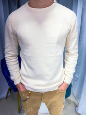 MAGLIONE EFFETTO CINIGLIA COL.BIANCO BK8089