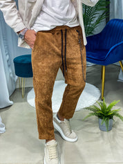PANTALONI - EFFETTO VELLUTO A COSTINE COL.MARRONE