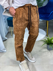 PANTALONI - EFFETTO VELLUTO A COSTINE COL.MARRONE