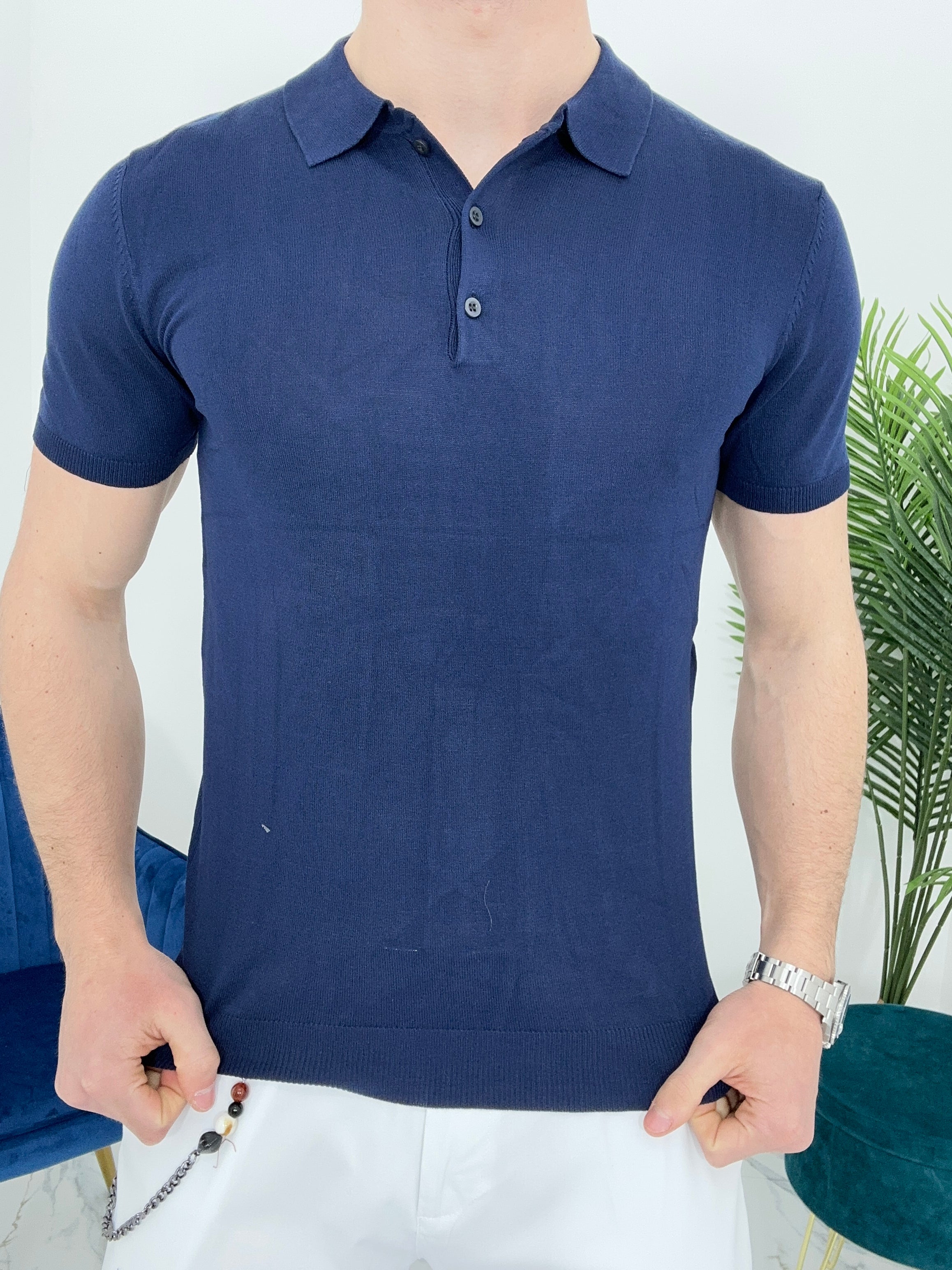 POLO IN FILO COL. BLU SCURO