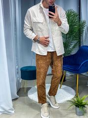 PANTALONI - EFFETTO VELLUTO A COSTINE COL.MARRONE