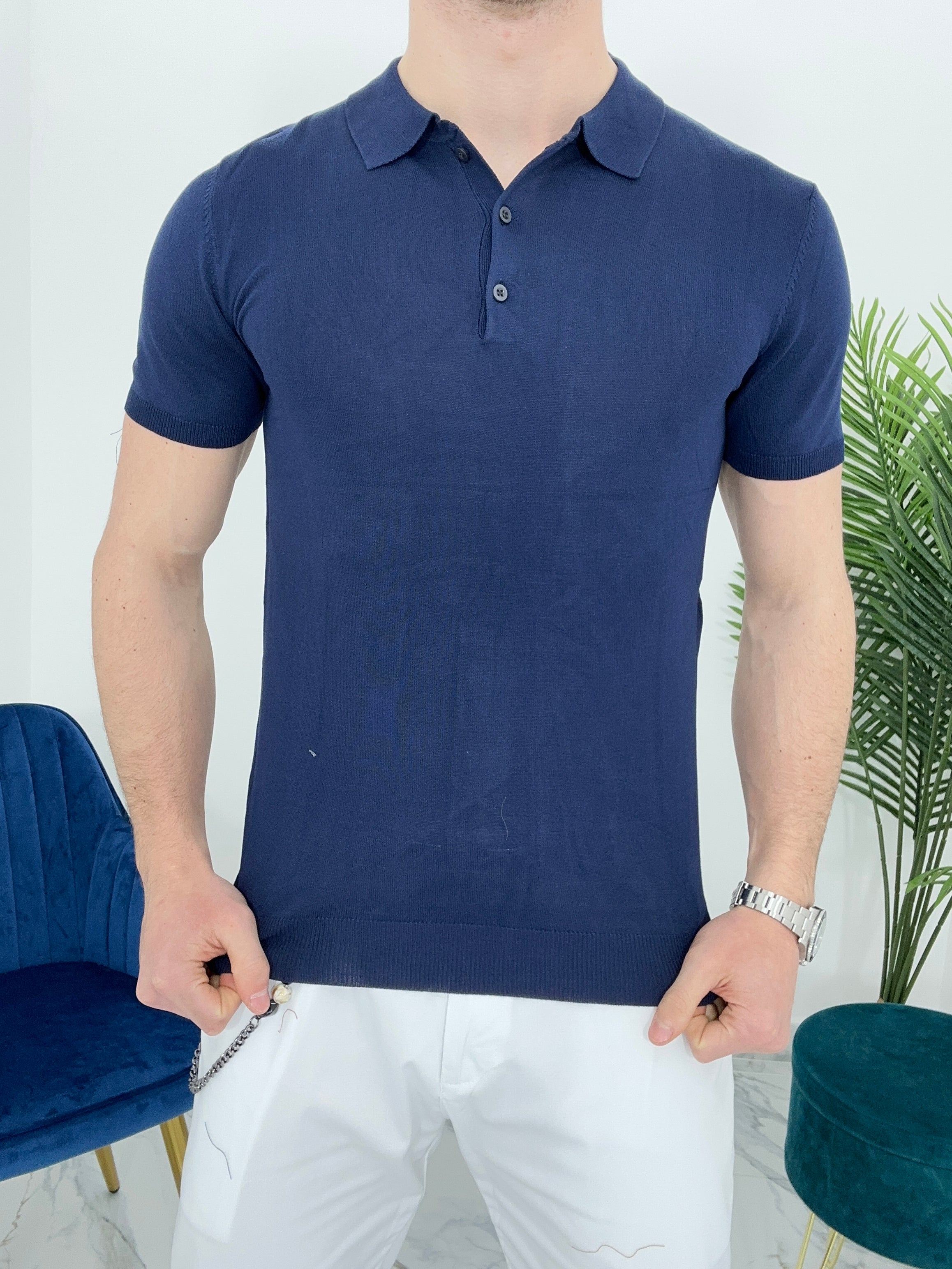 POLO IN FILO COL. BLU SCURO