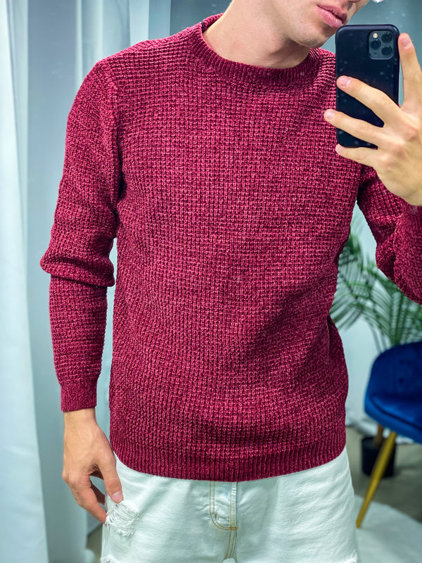 MAGLIONE EFFETTO CINIGLIA COL.BORDEAUX BK8203