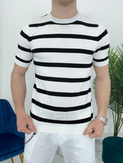 T-SHIRT A RIGHE COL.BIANCO BK8313