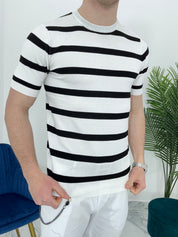 T-SHIRT A RIGHE COL.BIANCO BK8313