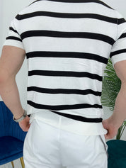 T-SHIRT A RIGHE COL.BIANCO BK8313