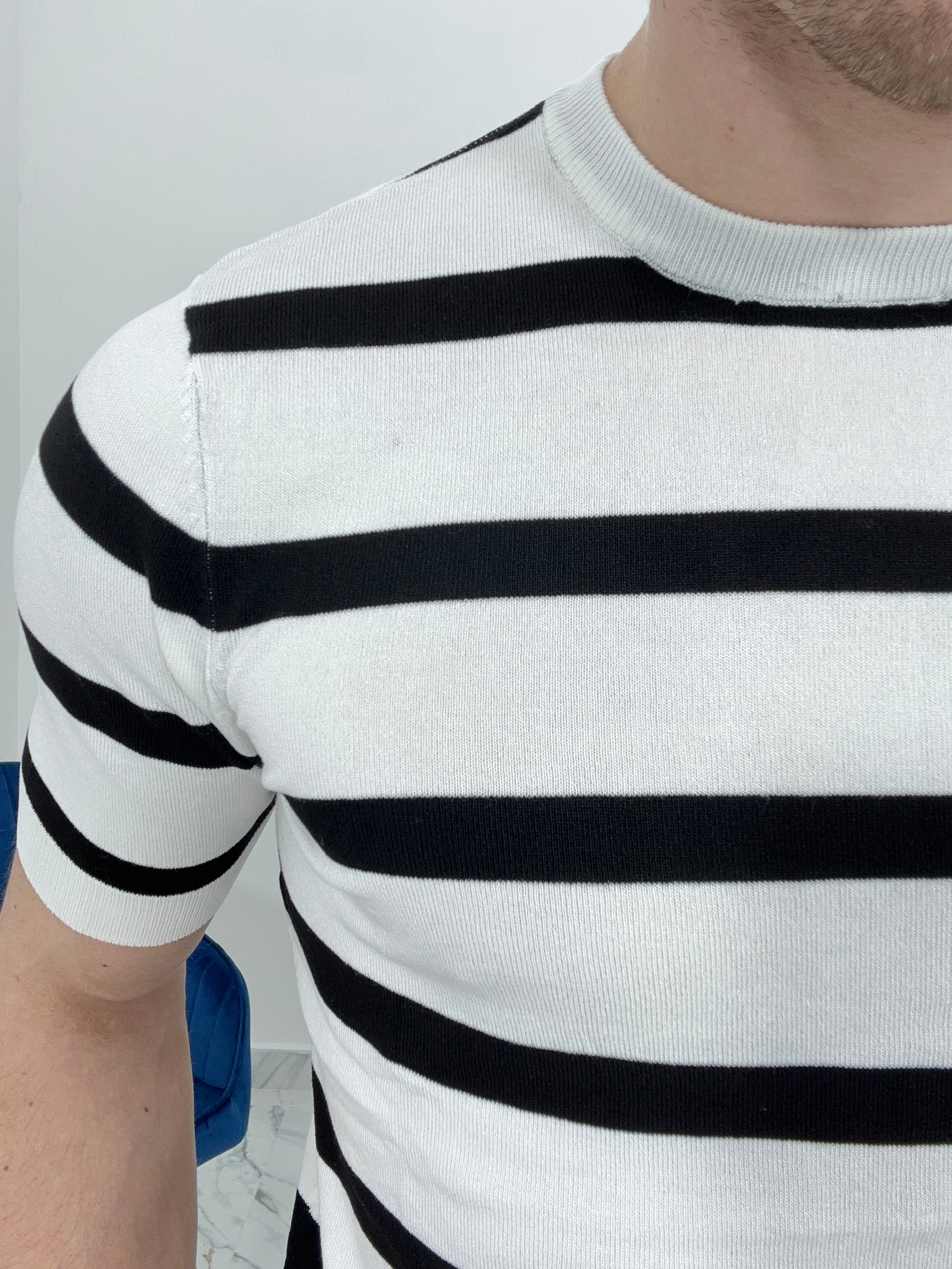 T-SHIRT A RIGHE COL.BIANCO BK8313