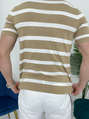 T-SHIRT A RIGHE COL.CAMMELLO BK8313