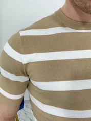 T-SHIRT A RIGHE COL.CAMMELLO BK8313