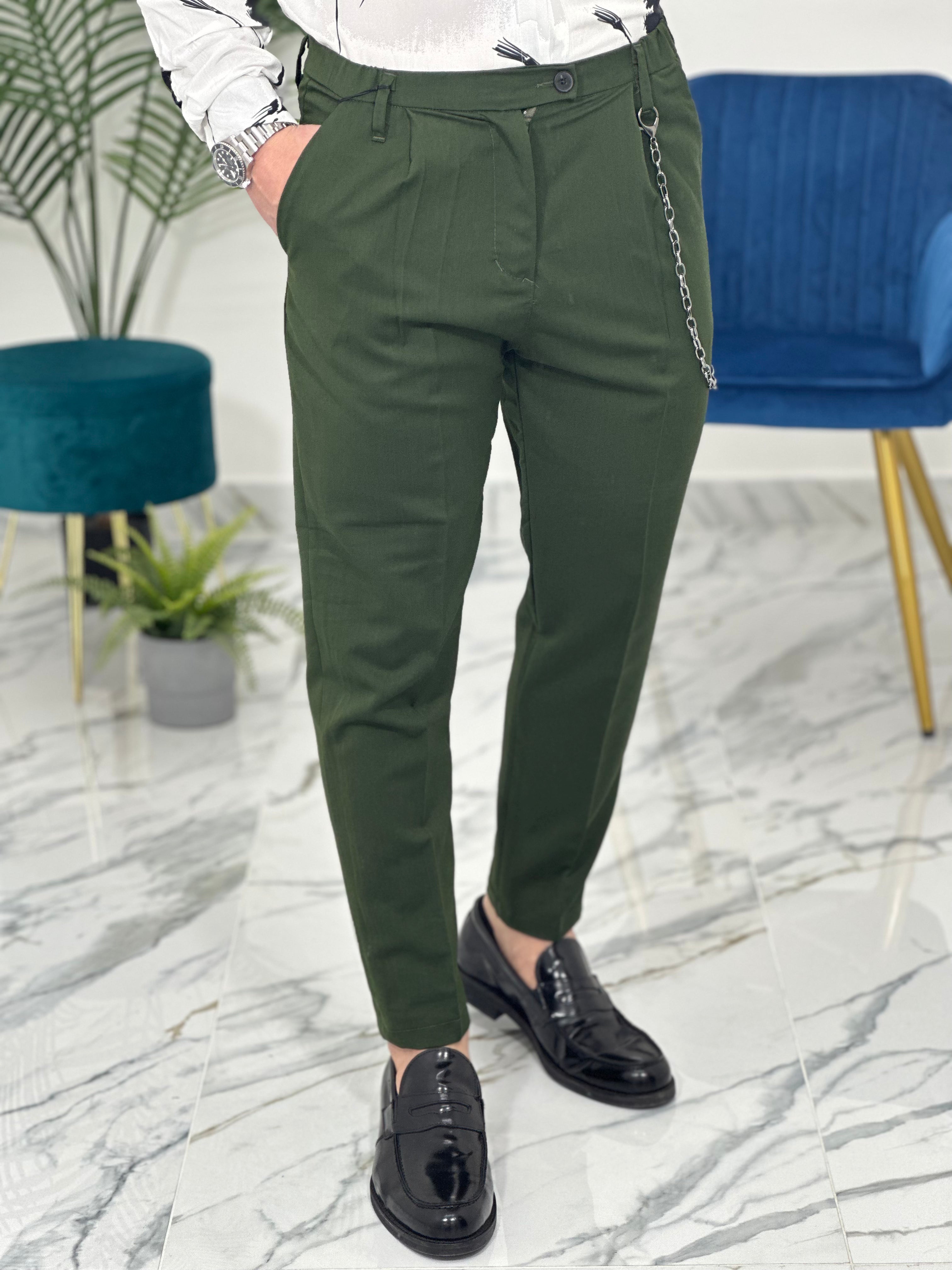 PANTALONE ELASTICIZZATO PU3308  COL.VERDE