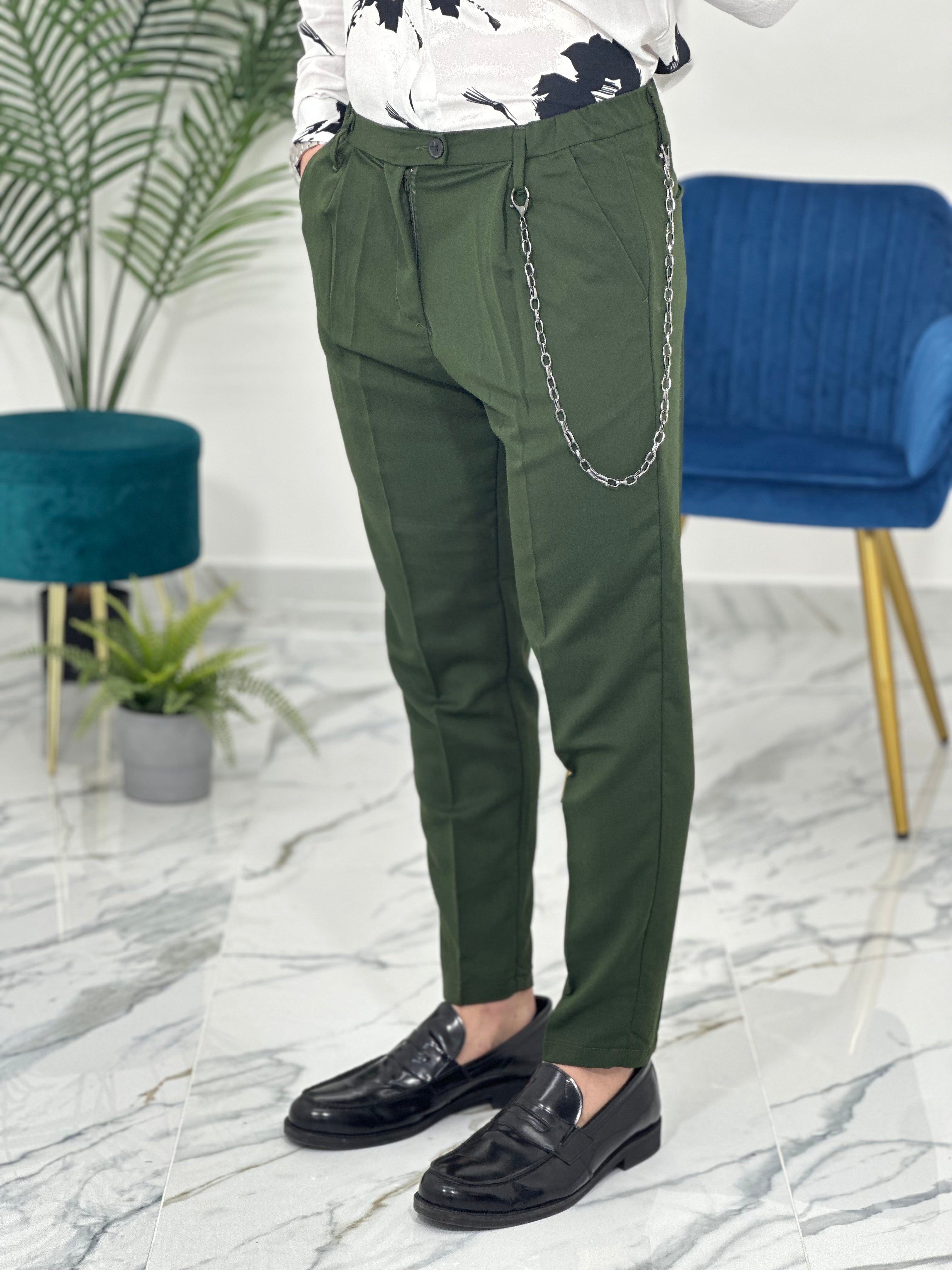 PANTALONE ELASTICIZZATO PU3308  COL.VERDE