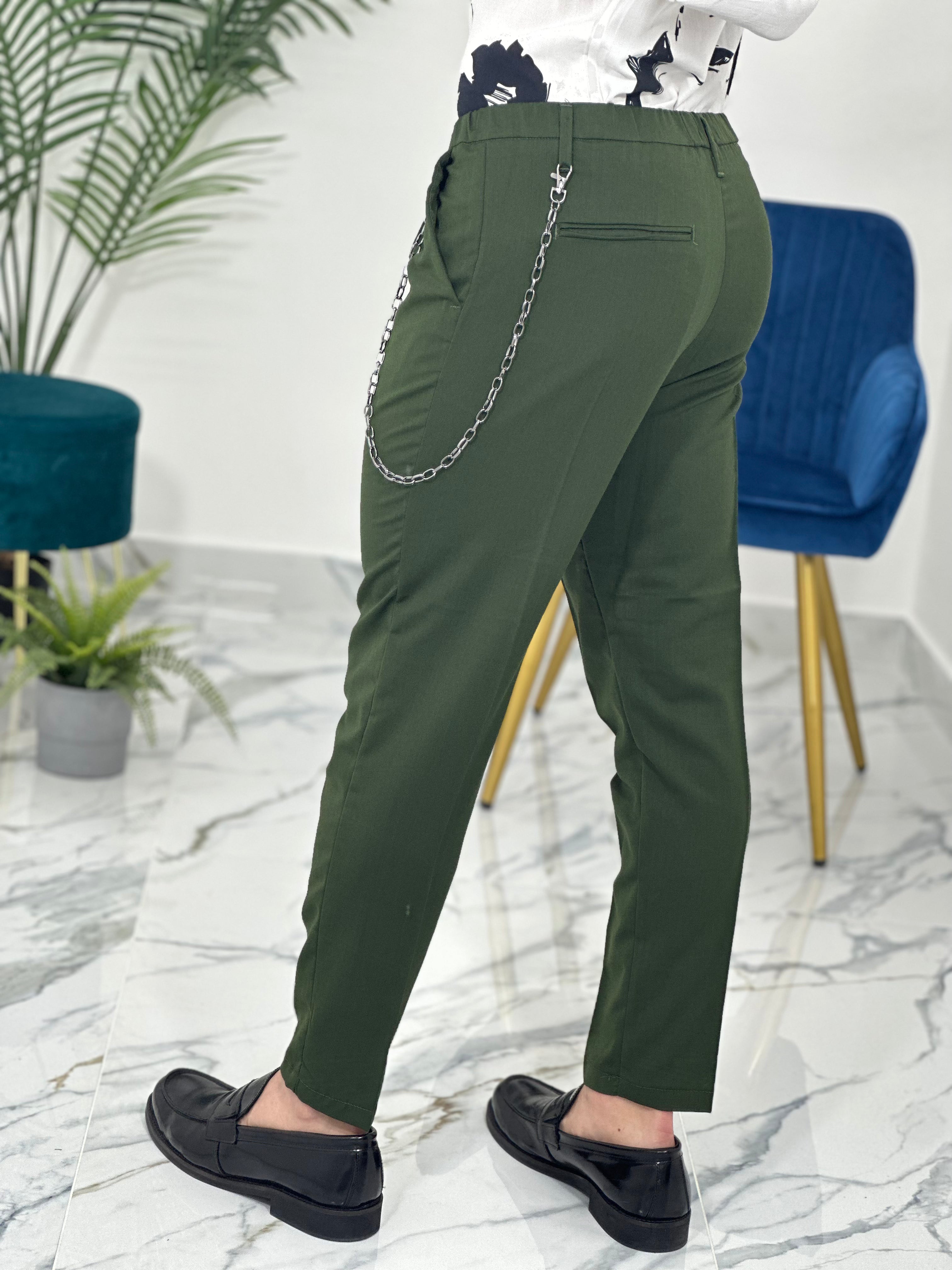 PANTALONE ELASTICIZZATO PU3308  COL.VERDE