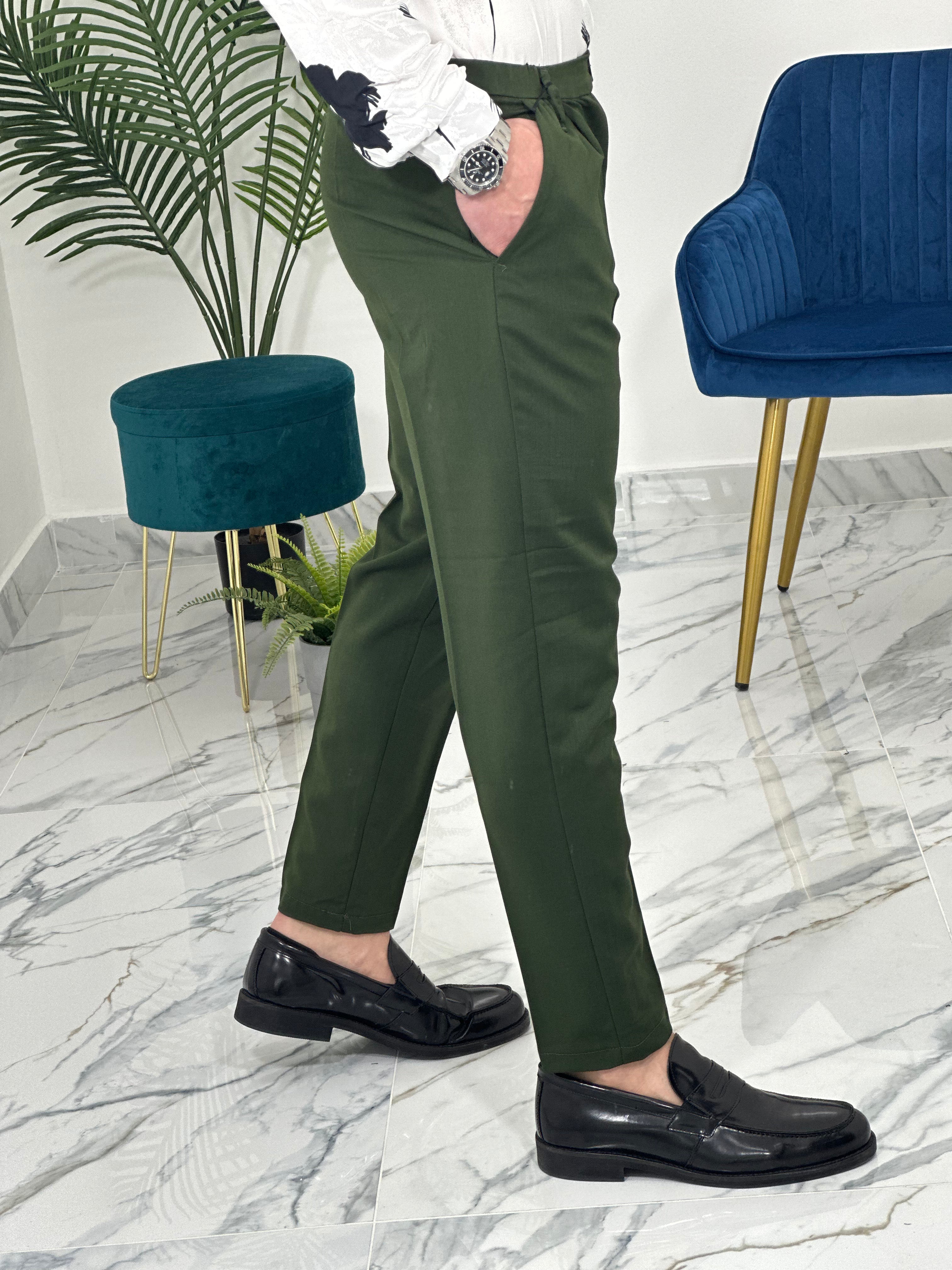 PANTALONE ELASTICIZZATO PU3308  COL.VERDE