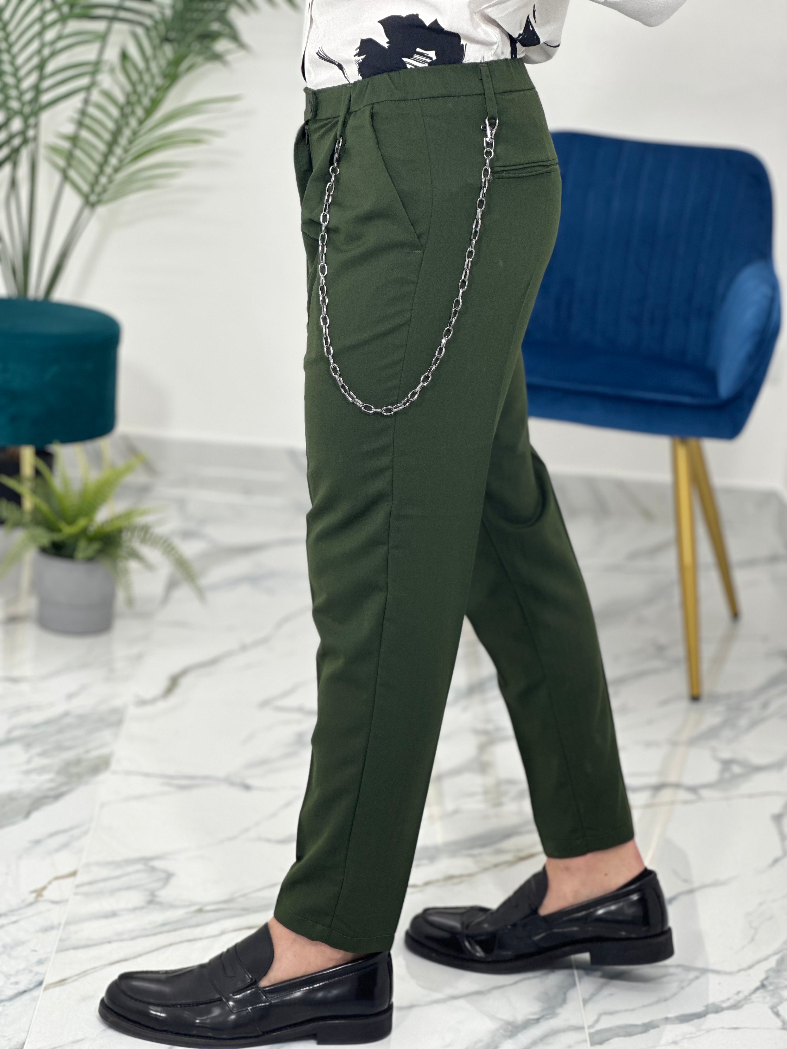 PANTALONE ELASTICIZZATO PU3308  COL.VERDE