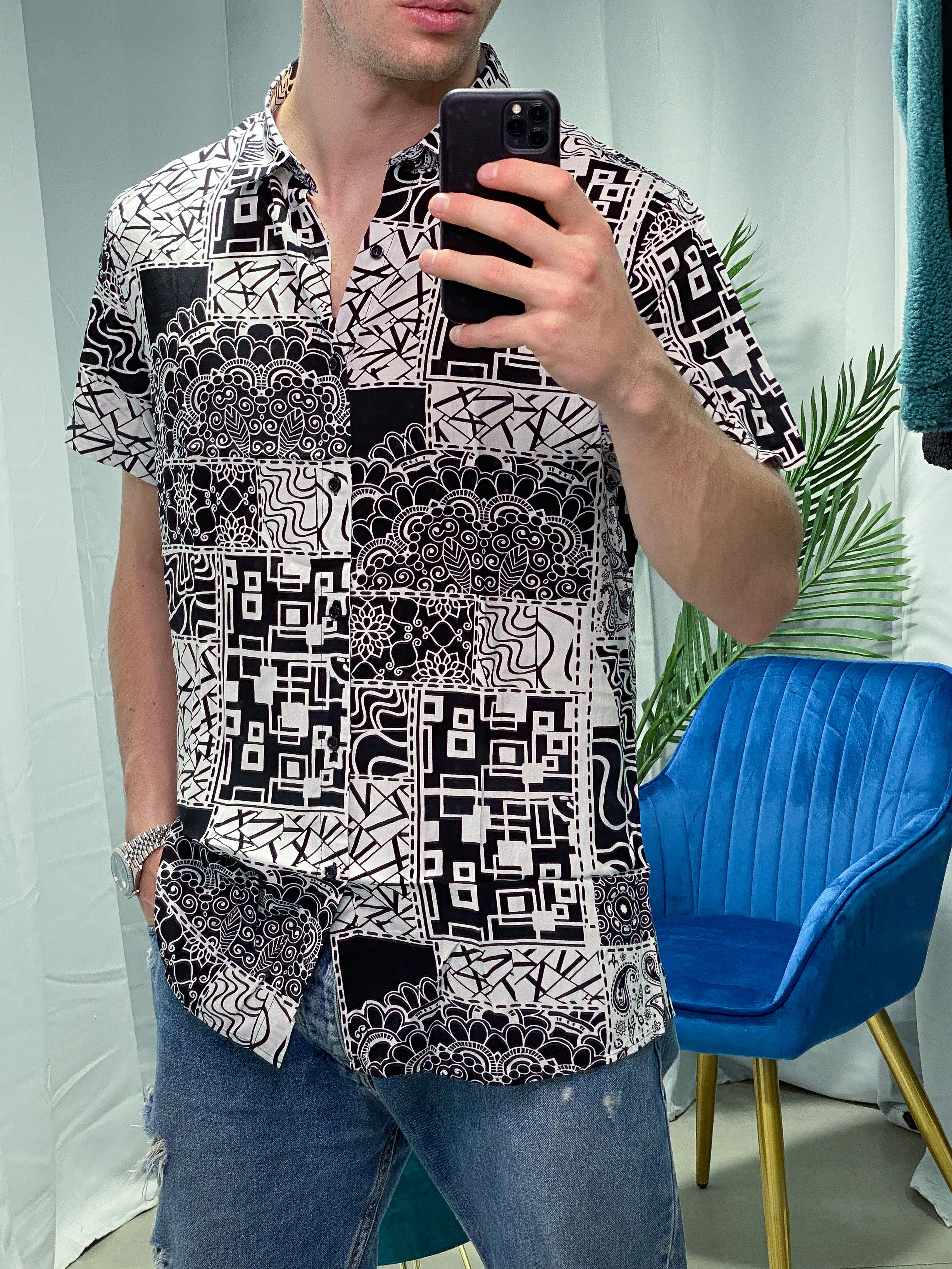 CAMICIA RECTANGULAR IN VISCOSA
